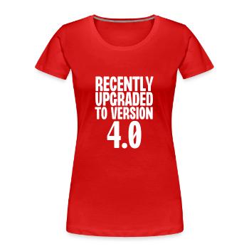 Kürzlich auf Version 4 aktualisiert - Frauen Premium Bio T-Shirt - Rot - Vorne - Mia (176cm)