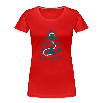 Rostock Hansestadt Ostsee Anker Moin Norddeutsch - Frauen Premium Bio T-Shirt - Rot - Vorne - Mia (176cm)