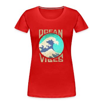 Great Wave Off Kanagawa Surfing - Frauen Premium Bio T-Shirt - Rot - Vorne - Mia (176cm)