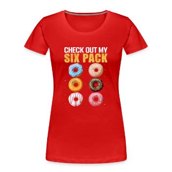 Check Out My Six Pack Donuts - Frauen Premium Bio T-Shirt - Rot - Vorne - Mia (176cm)
