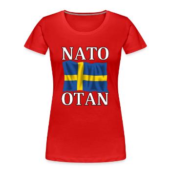 NATO nehmen und schwedische Flagge - Frauen Premium Bio T-Shirt - Rot - Vorne - Mia (176cm)