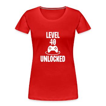 Level 40 Freigeschaltet - Frauen Premium Bio T-Shirt - Rot - Vorne - Mia (176cm)