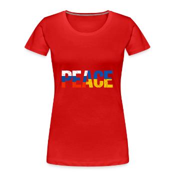 Russland Ukraine Frieden - Frauen Premium Bio T-Shirt - Rot - Vorne - Mia (176cm)