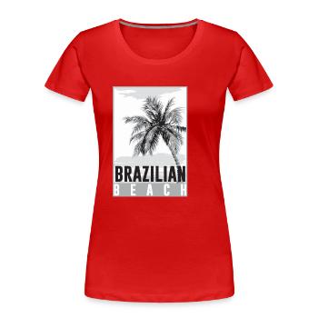 Brasilien - Frauen Premium Bio T-Shirt - Rot - Vorne - Mia (176cm)