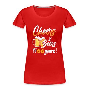 Acclamations et bières à 66 ans 66 anniversaire - T-shirt bio Premium Femme - rouge - Devant - Mia (176cm)