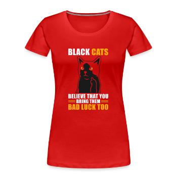 Aberglauben Schwarzer Kater - Frauen Premium Bio T-Shirt - Rot - Vorne - Mia (176cm)