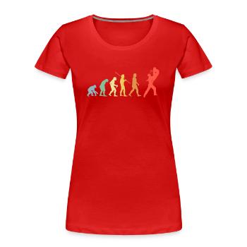 Tanzen Evolution Retro Tanzsport Tänzer - Frauen Premium Bio T-Shirt - Rot - Vorne - Mia (176cm)