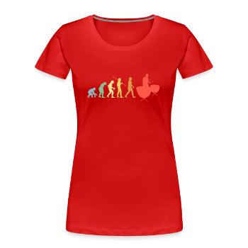 Trommeln Evolution Retro Musik Trommler - Frauen Premium Bio T-Shirt - Rot - Vorne - Mia (176cm)