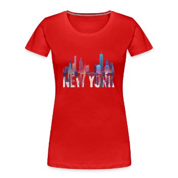 New York Skyline Heartbeat Statue of Liberty - Frauen Premium Bio T-Shirt - Rot - Vorne - Mia (176cm)