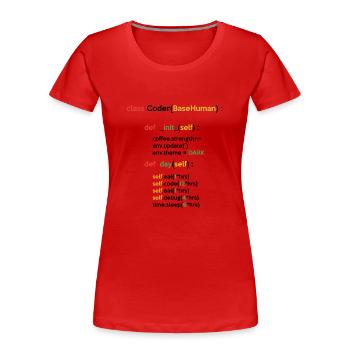 Class Coder Base Human Programming Coder Computer - Frauen Premium Bio T-Shirt - Rot - Vorne - Mia (176cm)