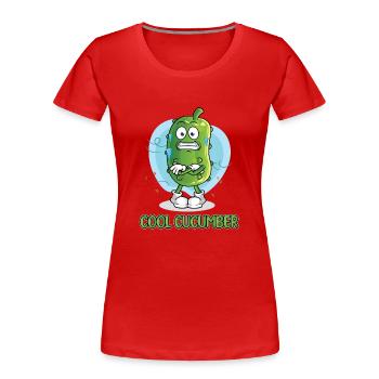Concombre frais - T-shirt bio Premium Femme - rouge - Devant - Mia (176cm)