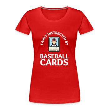 Baseball Card Collector And Baseball Memorabilia - Women's Premium Organic T-Shirt - red - Front - Mia (176cm)