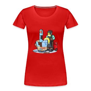 Schweißen Metall Mittelfingerschweisser - Frauen Premium Bio T-Shirt - Rot - Vorne - Mia (176cm)