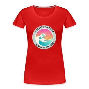 Fuerteventura Kanarische Inseln Wellen Retro Vintage - Frauen Premium Bio T-Shirt - Rot - Vorne - Mia (176cm)