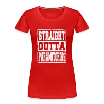 Paramoteur en disant drôle - T-shirt bio Premium Femme - rouge - Devant - Mia (176cm)