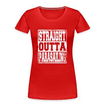 Parachute ascensionnel en disant drôle - T-shirt bio Premium Femme - rouge - Devant - Mia (176cm)