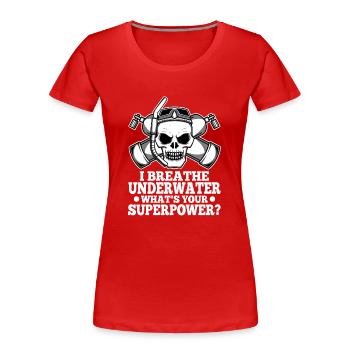 Ibreathe underwater what's your superpower - Frauen Premium Bio T-Shirt - Rot - Vorne - Mia (176cm)