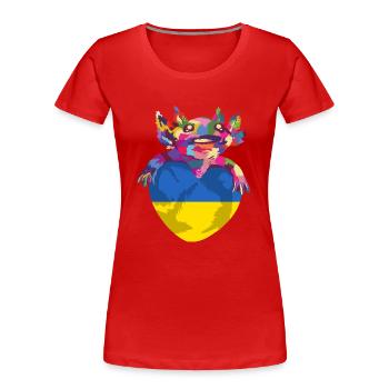 Ukraine Flagge Vintage Ukrainische Fahne Used Look - Frauen Premium Bio T-Shirt - Rot - Vorne - Mia (176cm)