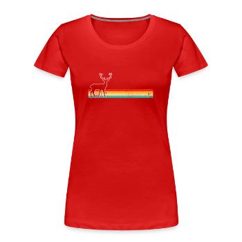 Cerf Rétro - T-shirt bio Premium Femme - rouge - Devant - Mia (176cm)