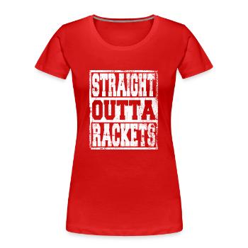 Racket's saying funny - Women's Premium Organic T-Shirt - red - Front - Mia (176cm)