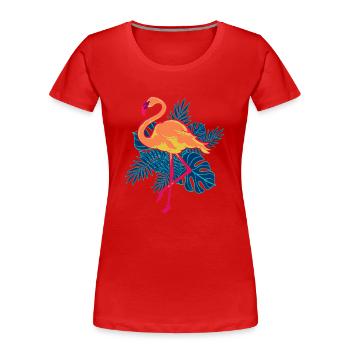 Pink Flamingo Gift Summer Zoo Animal Flamingo - Women's Premium Organic T-Shirt - red - Front - Mia (176cm)