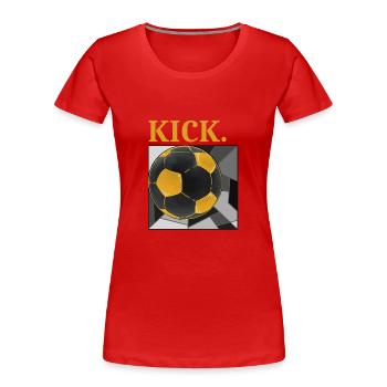 Cooles Fußball Design Training Gold Ball - Frauen Premium Bio T-Shirt - Rot - Vorne - Mia (176cm)
