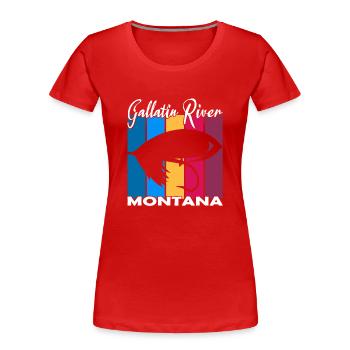 Gallatin River Montana Fliegenfischen - Frauen Premium Bio T-Shirt - Rot - Vorne - Mia (176cm)
