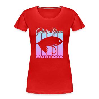 Gallatin River Montana Fliegenfischen - Frauen Premium Bio T-Shirt - Rot - Vorne - Mia (176cm)