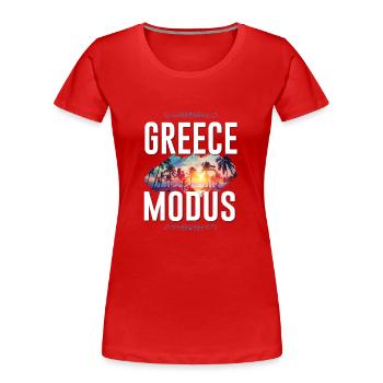 Greece Modus - Frauen Premium Bio T-Shirt - Rot - Vorne - Mia (176cm)