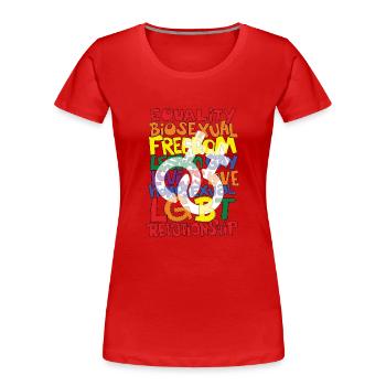 LGBTQ Lesben Schwule - Frauen Premium Bio T-Shirt - Rot - Vorne - Mia (176cm)