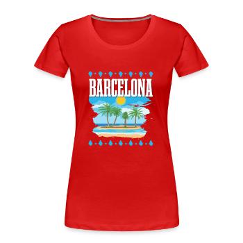 Barcelona - Frauen Premium Bio T-Shirt - Rot - Vorne - Mia (176cm)