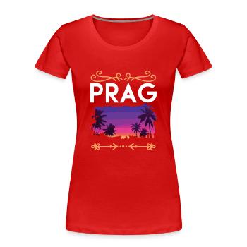 Prag - Frauen Premium Bio T-Shirt - Rot - Vorne - Mia (176cm)
