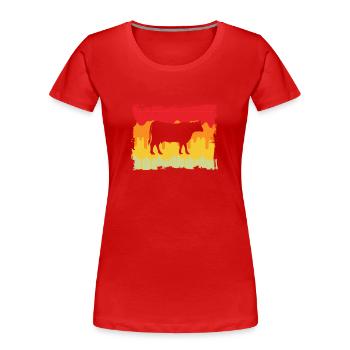 Kuh Rind Retro - Frauen Premium Bio T-Shirt - Rot - Vorne - Mia (176cm)