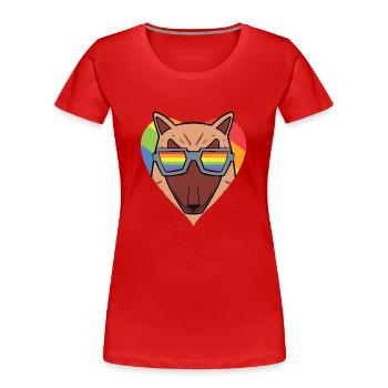 Chien LGBT Arc-en-ciel - T-shirt bio Premium Femme - rouge - Devant - Mia (176cm)