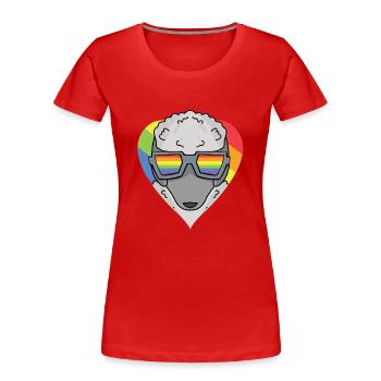 Caniche de chien LGBT Arc-en-ciel - T-shirt bio Premium Femme - rouge - Devant - Mia (176cm)