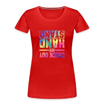 Lustige Gymnastik Humor Turner Check Out My - Frauen Premium Bio T-Shirt - Rot - Vorne - Mia (176cm)