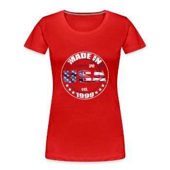Geburtstag Spruch geboren USA 1999 - Frauen Premium Bio T-Shirt - Rot - Vorne - Mia (176cm)