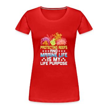 Protéger les récifs et la vie marine est mon objectif de vie - T-shirt bio Premium Femme - rouge - Devant - Mia (176cm)