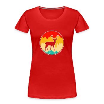 Cerf Rétro - T-shirt bio Premium Femme - rouge - Devant - Mia (176cm)