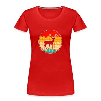Cerf Rétro - T-shirt bio Premium Femme - rouge - Devant - Mia (176cm)