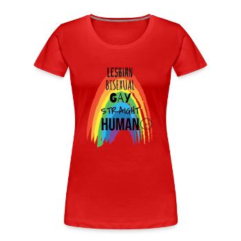 WE ARE ALL HUMANS - Frauen Premium Bio T-Shirt - Rot - Vorne - Mia (176cm)