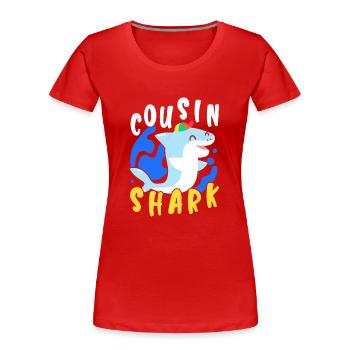 Cousin Shark Lover Biologie marine Animal marin - T-shirt bio Premium Femme - rouge - Devant - Mia (176cm)