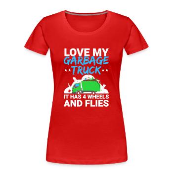 Liebe meinen Müllwagen Müllsammler Recycling - Frauen Premium Bio T-Shirt - Rot - Vorne - Mia (176cm)