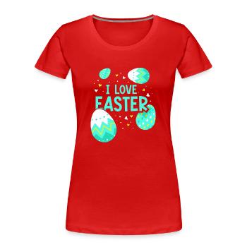 Ich Liebe Ostern Osterfest Osterei Osterhase - Frauen Premium Bio T-Shirt - Rot - Vorne - Mia (176cm)