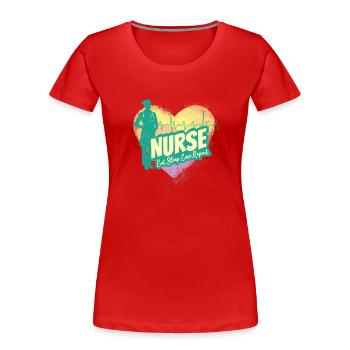 Krankenschwester Herzschlag Vintage Krankenpfleger - Frauen Premium Bio T-Shirt - Rot - Vorne - Mia (176cm)