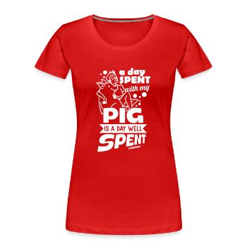 Cochon - T-shirt bio Premium Femme - rouge - Devant - Mia (176cm)