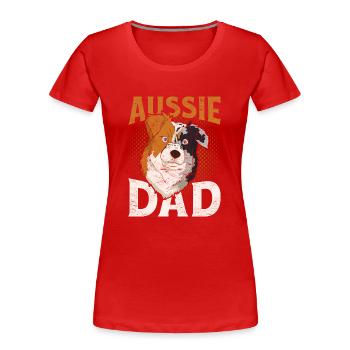 Aussie Papa Dog Gift Australian Shepherd - Women's Premium Organic T-Shirt - red - Front - Mia (176cm)