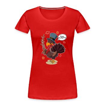 Turkey Day I Happy Thanksgiving Turkey - Frauen Premium Bio T-Shirt - Rot - Vorne - Mia (176cm)