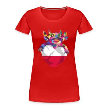 Drapeau de Pologne utilisé Look Polska Drapeau polonais - T-shirt bio Premium Femme - rouge - Devant - Mia (176cm)