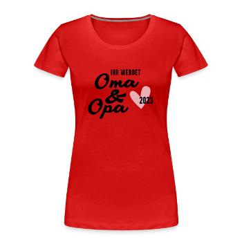 Schwangerschaft verkünden - Oma und Opa 2023 - Frauen Premium Bio T-Shirt - Rot - Vorne - Mia (176cm)